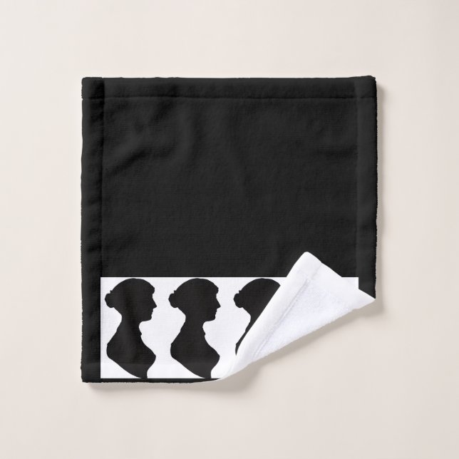 Jane Austen's Silhouette on Black Wash Cloth (Wash Cloth)