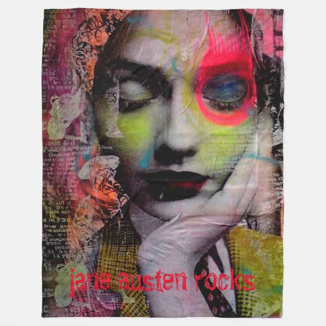 JANE AUSTIN ROCKS fleece throw Blanket (Front)