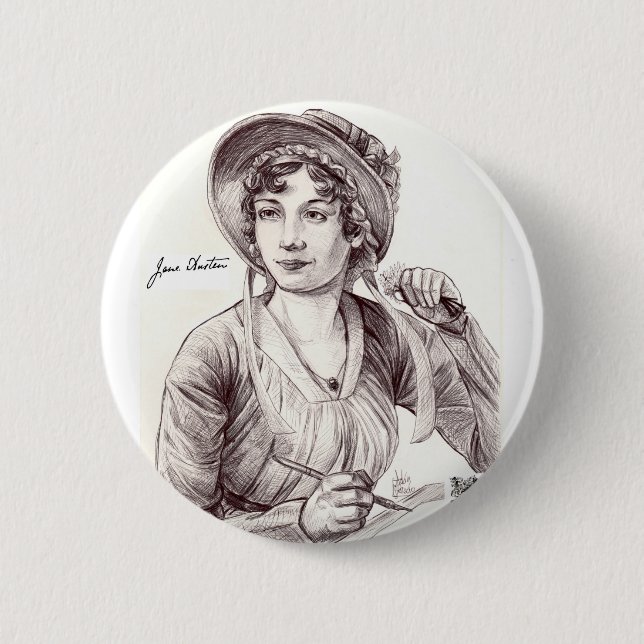 Jane Austin with a Smile 6 Cm Round Badge (Front)