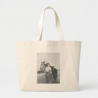 Jane Bernoudi and her horse Large Tote Bag