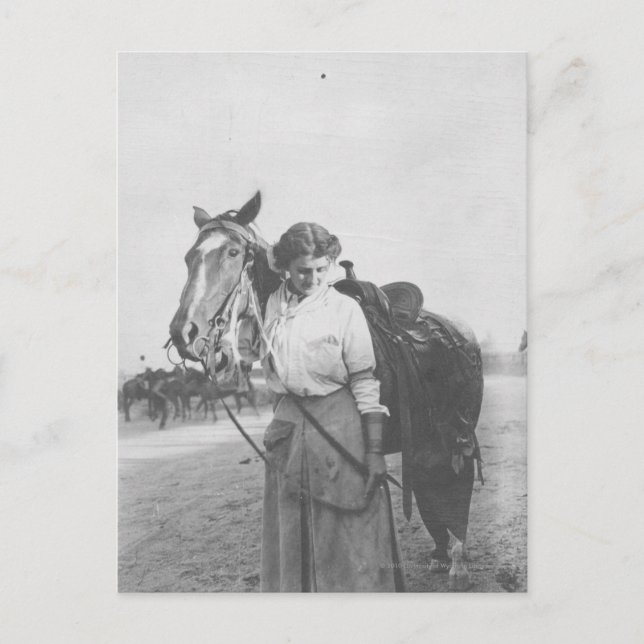 Jane Bernoudi and her horse Postcard (Front)