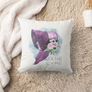 Jane Eyre Bonnet Flowers Purple and Blue Cushion