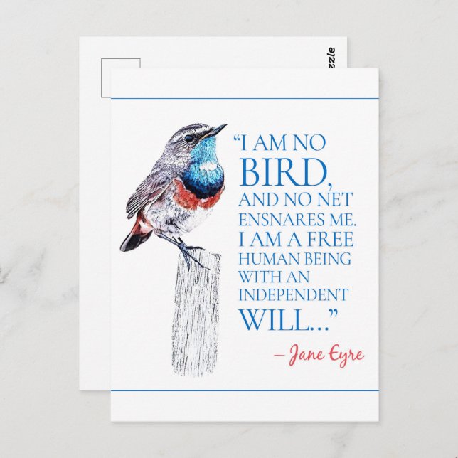 Jane Eyre - I Am No Bird - Blue Throated Bird Postcard (Front/Back)
