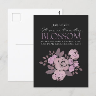 Jane Eyre - No Transitory Blossom - Roses on Black Postcard