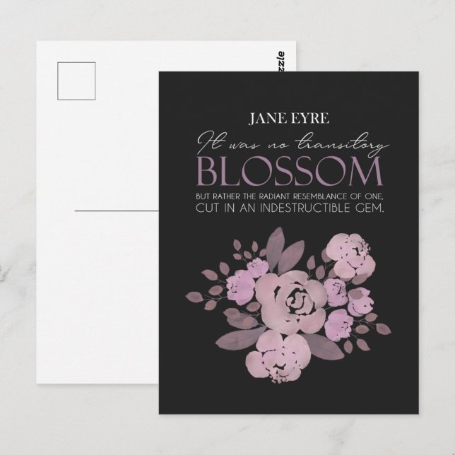 Jane Eyre - No Transitory Blossom - Roses on Black Postcard (Front/Back)