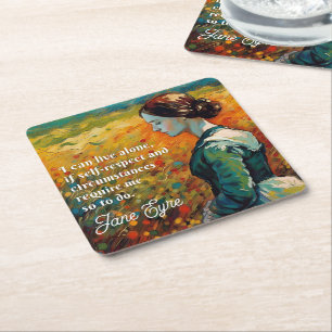 Jane Eyre Quote Monet Style Painting Square Paper Coaster