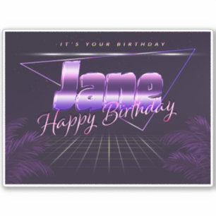 Jane Name Vorname lila retro Sticker Geburtstag