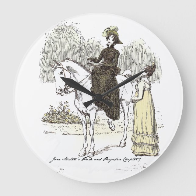 Jane on Horseback - Jane Austen Pride & Prejudice Large Clock (Front)