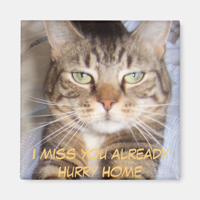 Jane says..HURRY HOME I MISS YOU A... - Customised Magnet (Front)