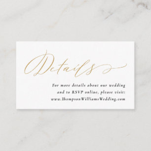 Jane Simple Gold Script Wedding Website Details Enclosure Card