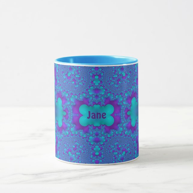 JANE ~ Zany 3D Fractal ~ Blue and Purple Mug  (Center)
