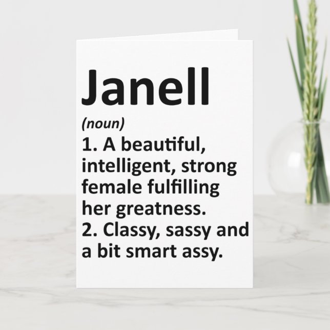 Janell Definition Personalised Name Funny Christma Card (Front)