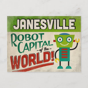 Janesville Wisconsin Robot - Funny Vintage Postcard