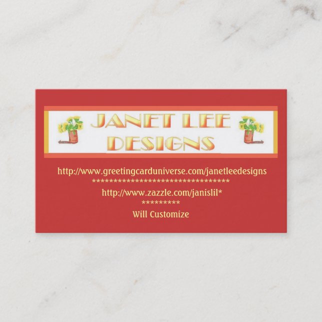 Janet Lee Designs Business Card (Front)