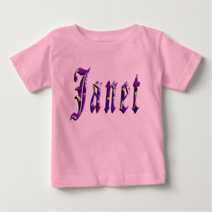 Janet, Name, Logo, Baby Girls Pink T-shirt