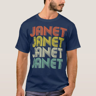Janet Retro Personalised First Name 1970s Vintage T-Shirt