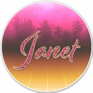 Janet Vorname Name golden pink Aufkleber Sticker