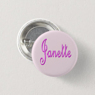 "Janette" Pink Two Toned Janette Name, 3 Cm Round Badge