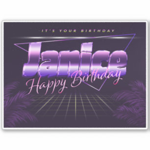 Janice Name First name lila retro Sticker Birthday