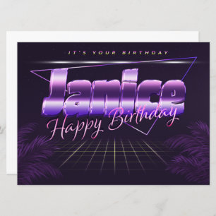 Janice Name First name pura retro card Birthday