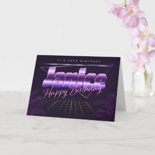 Janice Name Vorname lila retro Karte Geburtstag Card