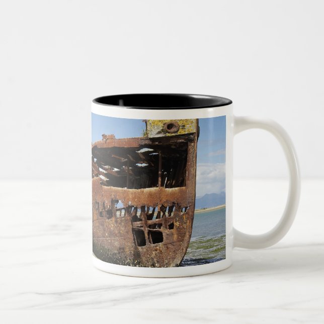 Janie Seddon Shipwreck, Motueka, Nelson Two-Tone Coffee Mug (Right)