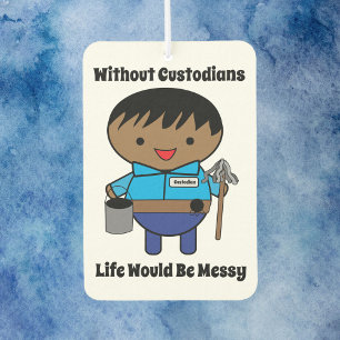 Janitor Custodian Life Messy Black Male Car Air Freshener