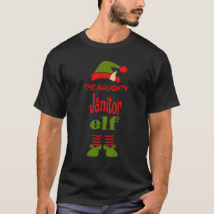 JANITOR Elf Naughty Christmas Matching Pajama Part T-Shirt