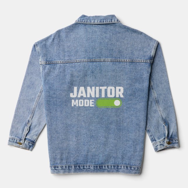 Janitor Fashion Janitor Profession Work  Denim Jacket (Back)