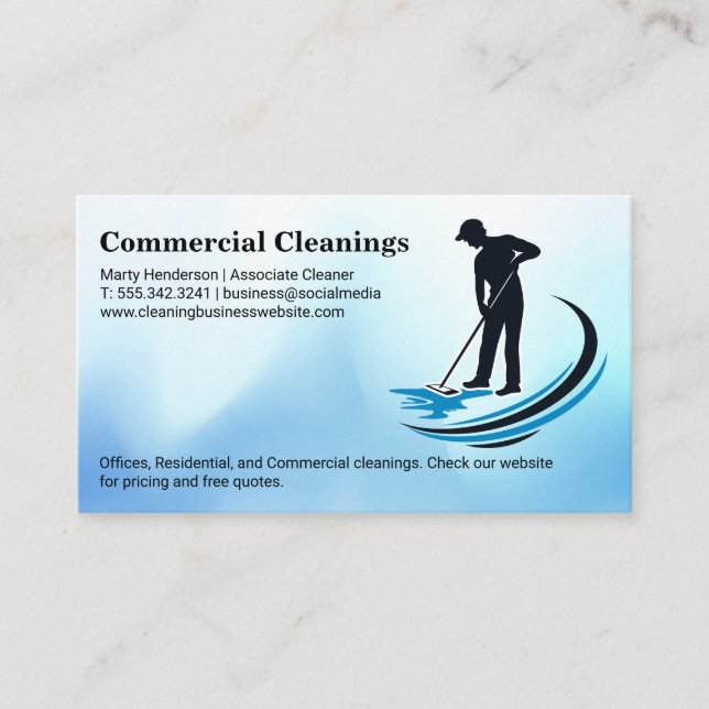 Janitor Mopping | Home Cleaning Business Card (Front)