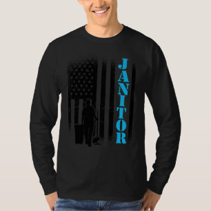 Janitor Usa Flag Janitor Facility Manager Handyman T-Shirt