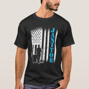 Janitor Usa Flag Janitor Facility Manager Handyman T-Shirt