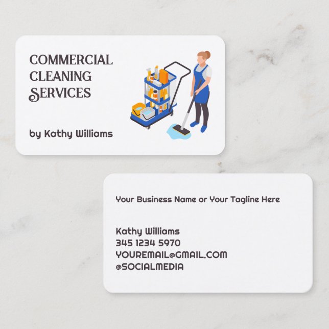 Janitorial Cleaning Business Card (Front/Back)