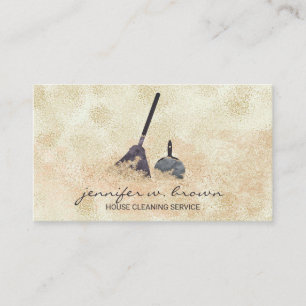 Janitorial Cleaning Gold Sparkle Maid Business Card