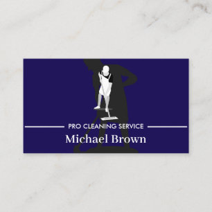 Janitorial Housekeeping Cleaning Service navy Men Business Card