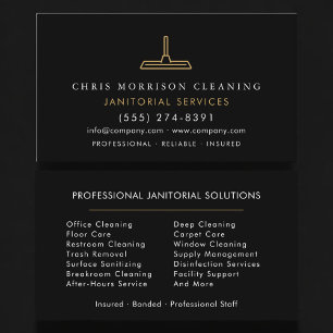 Janitorial Services Professional Black Gold Business Card