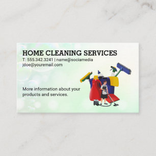 Janitorial Supplies House Cleaning Maid Business Card