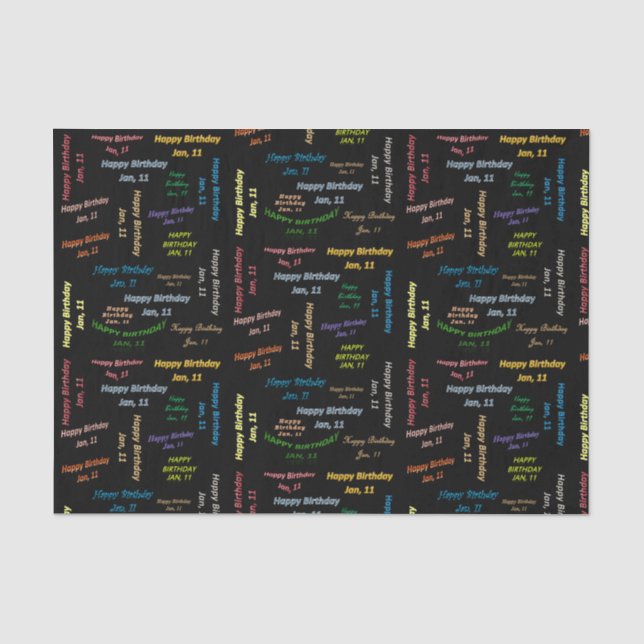 January, 11 Birthday Tissue Paper (Front)