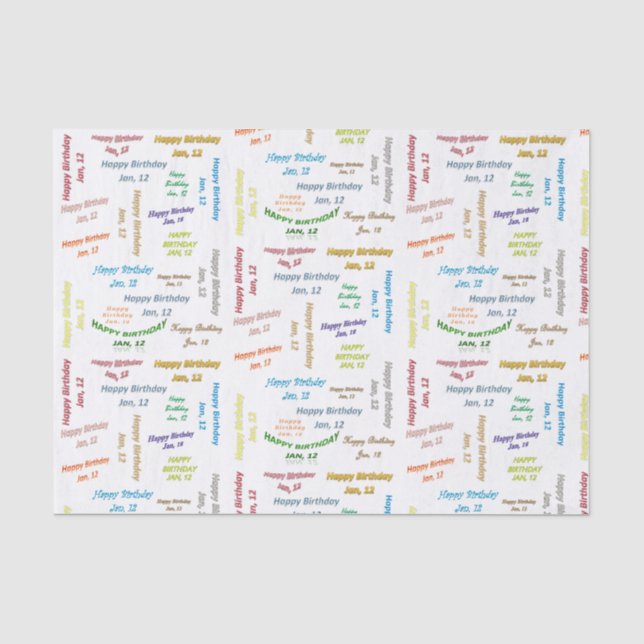 January, 12 Birthday Tissue Paper (Front)