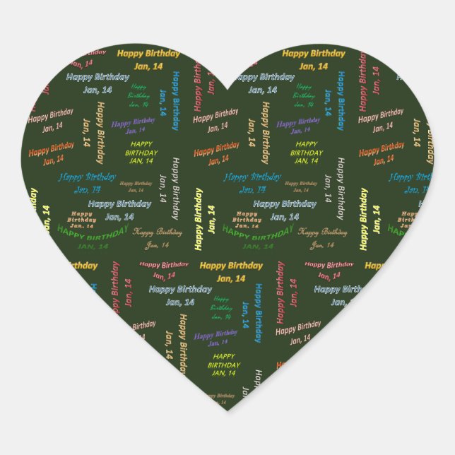 January, 14 Birthday Sticker (Front)