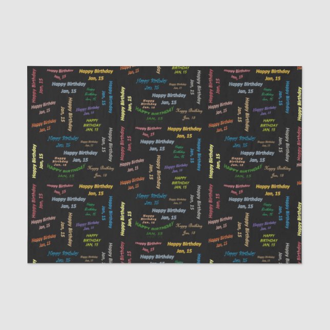 January, 15 Birthday Tissue Paper (Front)