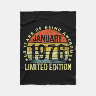 January 1976 50th Birthday Gifts For Men Women 50 Fleece Blanket