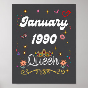 January 1990 Queen Since January 1990 Birthday Gir Poster