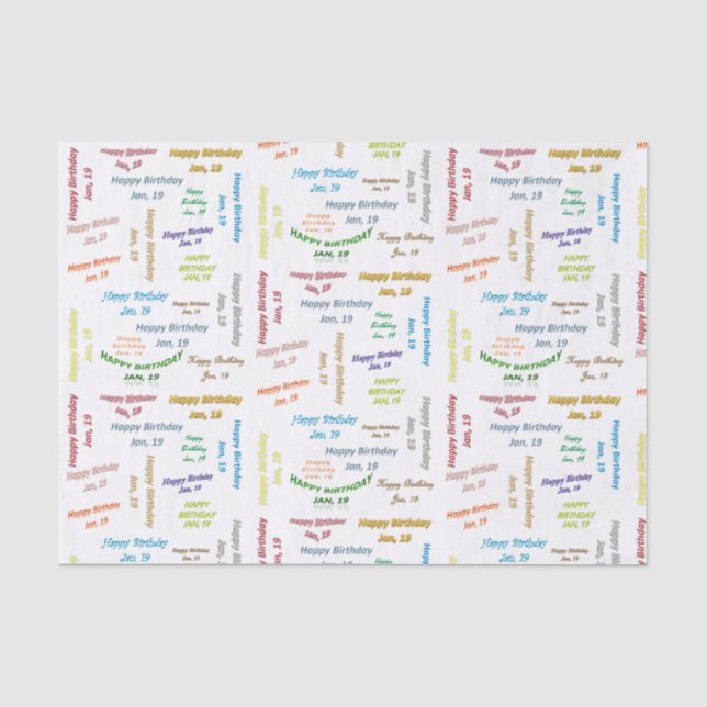 January, 19 Birthday Tissue Paper (Front)