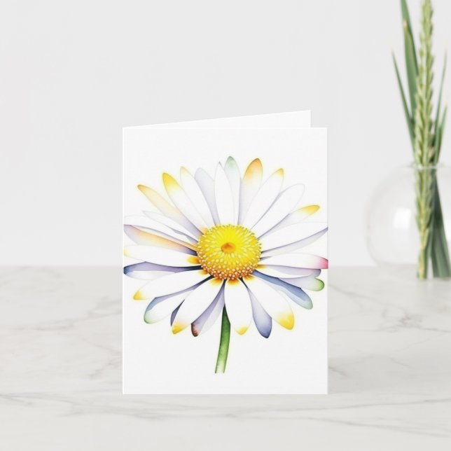 January 1 Daisy Day A - Watercolors & Pen Card (Front)