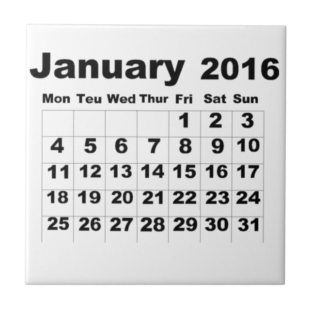 January 2016 Calendar Tile (Front)