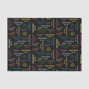 January, 20 Birthday Tissue Paper