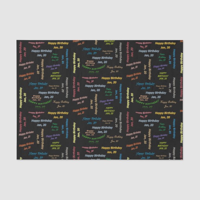 January, 20 Birthday Tissue Paper (Front)