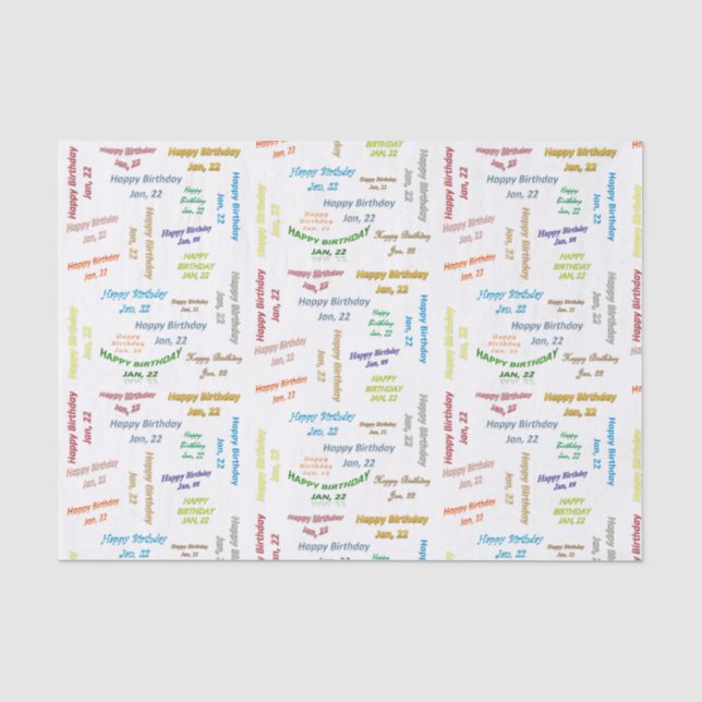 January, 22 Birthday Tissue Paper (Front)