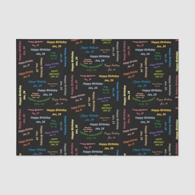 January, 24 Birthday Tissue Paper (Front)